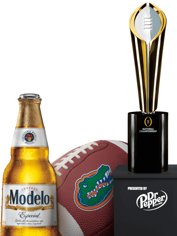 Florida team ball, Modelo bottle, and trophy