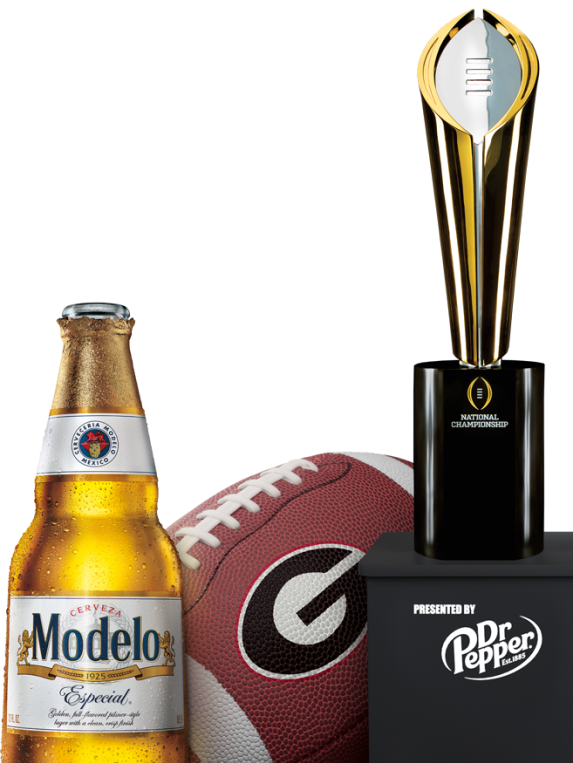 Georgia team ball, Modelo bottle, and trophy