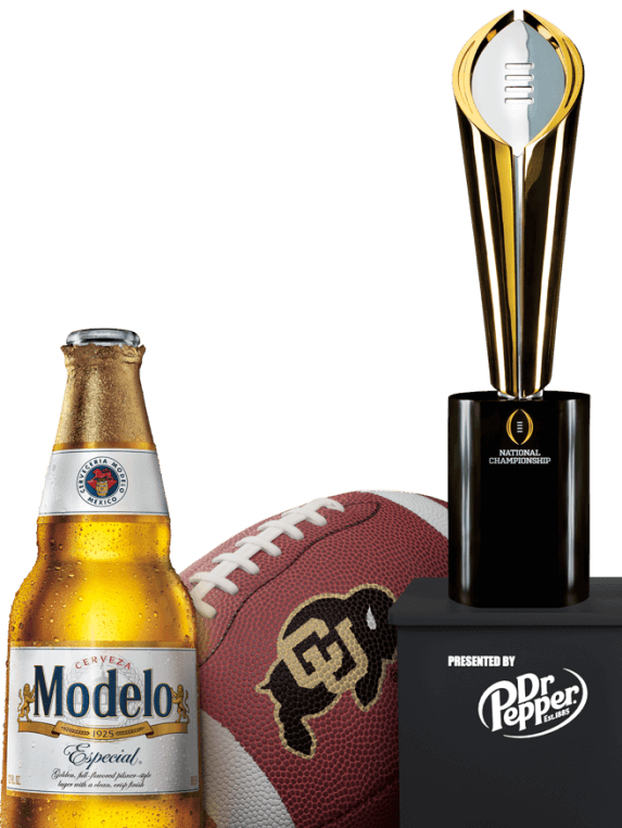 Colorado team ball, Modelo bottle, and trophy